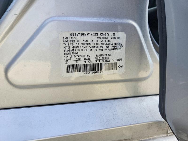 Aukcja sprzedaży 2019 Infiniti Q50, vin: JN1EV7AP3KM512331, numer aukcji: 58841456