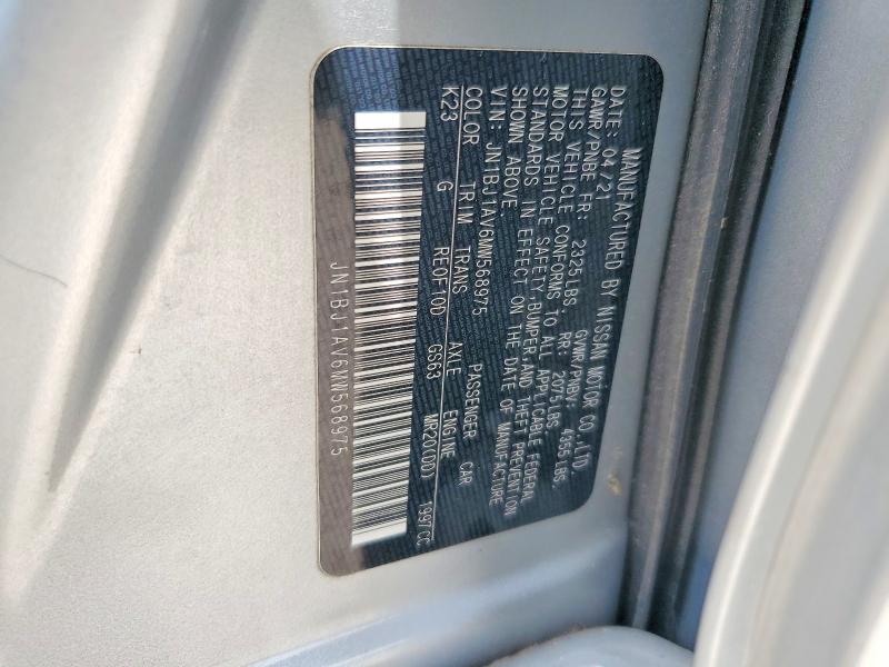 54826406 :رقم المزاد ، JN1BJ1AV6MW568975 vin ، 2021 Nissan Rogue Sport مزاد بيع