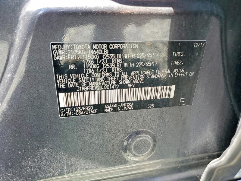 Продаж на аукціоні авто 2018 Toyota Rav4, vin: JTMBFREV2JJ201412, номер лоту: 54614616