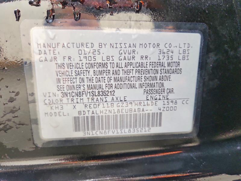Aukcja sprzedaży 2025 Nissan Versa, vin: 3N1CN8FV1SL835212, numer aukcji: 56627766