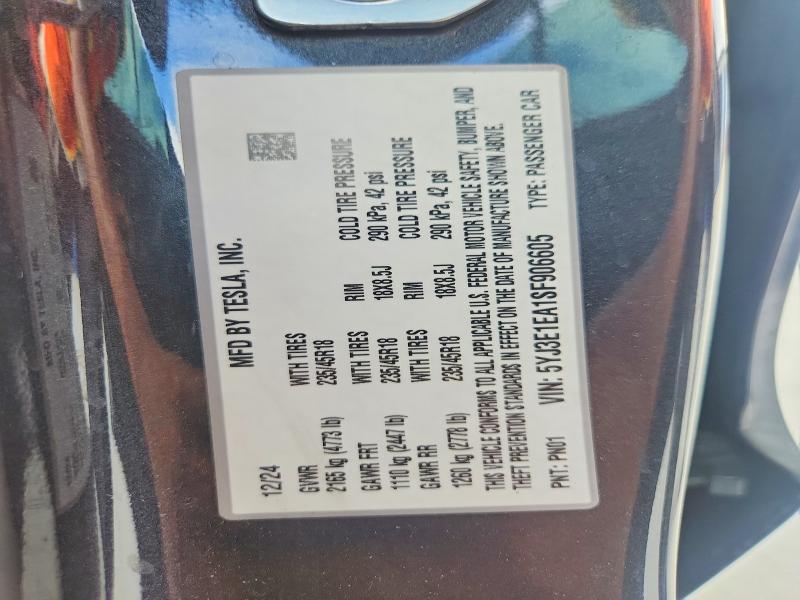 Aukcja sprzedaży 2025 Tesla Mdl 3, vin: 5YJ3E1EA1SF906605, numer aukcji: 56072946
