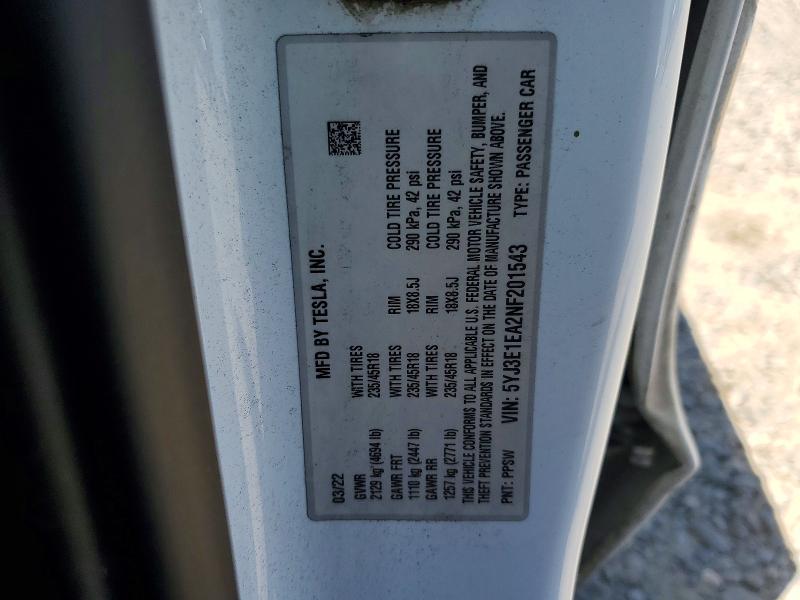 Продаж на аукціоні авто 2022 Tesla Model 3, vin: 5YJ3E1EA2NF201543, номер лоту: 56256906
