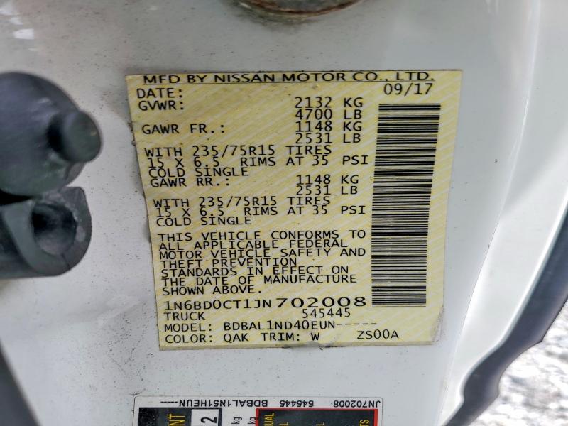 2018 Nissan Frontier მანქანა იყიდება აუქციონზე, vin: 1N6BD0CT1JN702008, აუქციონის ნომერი: 55856946