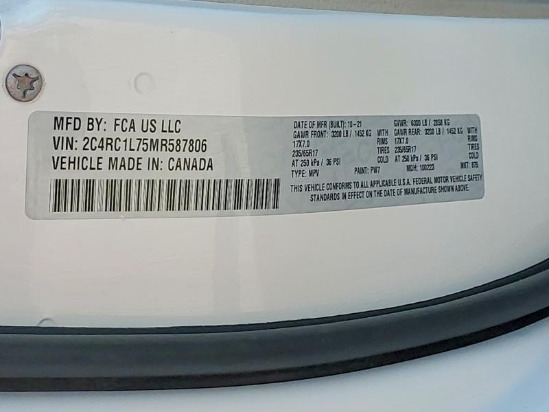 Aukcja sprzedaży 2021 Chrysler Pacifica, vin: 2C4RC1L75MR587806, numer aukcji: 56900316