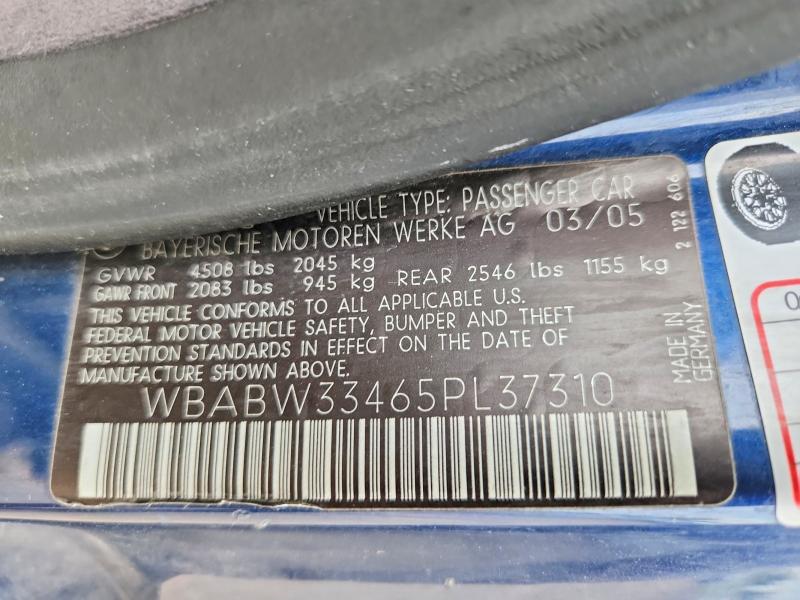 Продажа на аукционе авто 2005 Bmw 325, vin: WBABW33465PL37310, номер лота: 56854396
