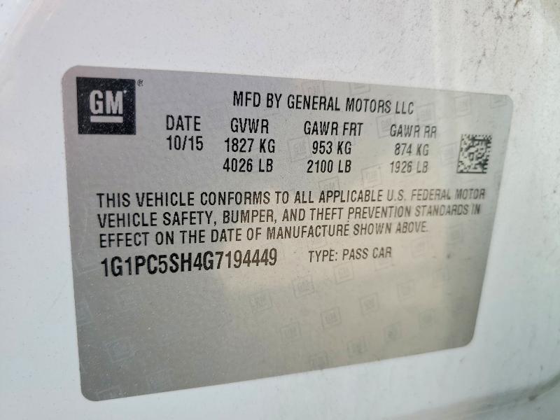 Продаж на аукціоні авто 2016 Chevrolet Cruze Limited, vin: 1G1PC5SH4G7194449, номер лоту: 55897206