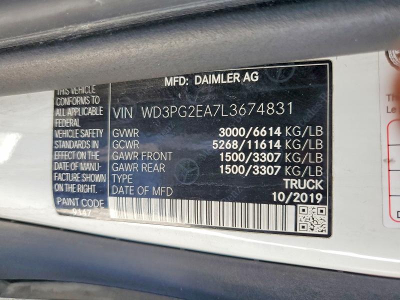 Продаж на аукціоні авто 2020 Mercedes Benz Metris, vin: WD3PG2EA7L3674831, номер лоту: 56723226