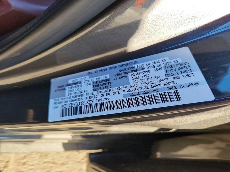 Aukcja sprzedaży 2018 Mazda Cx-9, vin: JM3TCBEY8J0212605, numer aukcji: 55317786