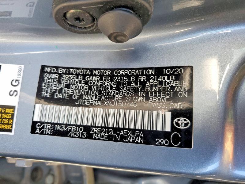 Продажа на аукционе авто 2021 Toyota Corolla, vin: JTDEPMAEXMJ150748, номер лота: 58834216