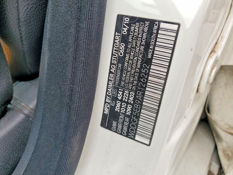 Aukcja sprzedaży 2010 Mercedes-benz C, vin: WDDGF5EB9AR126252, numer aukcji: 54058346