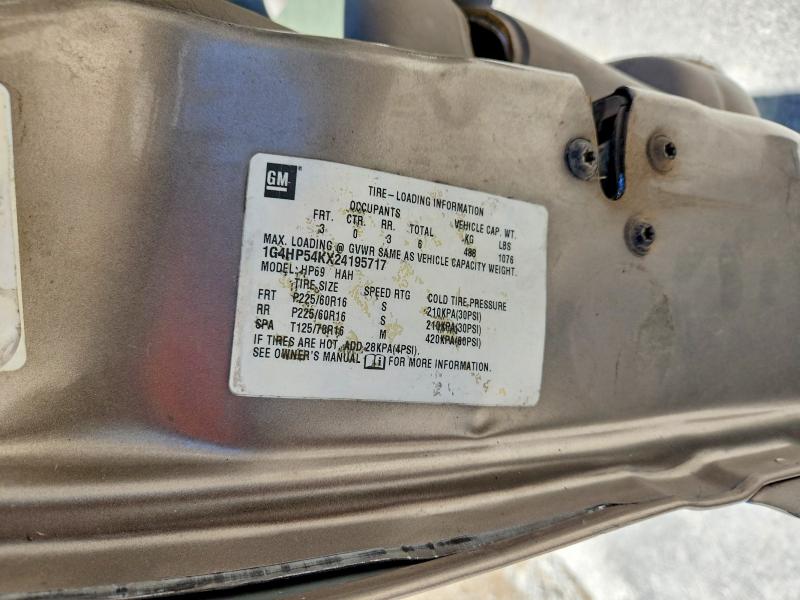 2002 Buick Lesabre მანქანა იყიდება აუქციონზე, vin: 1G4HP54KX24195717, აუქციონის ნომერი: 57223786