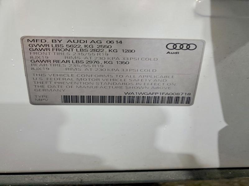 Aukcja sprzedaży 2015 Audi Q5, vin: WA1WGAFP1FA008718, numer aukcji: 56342886