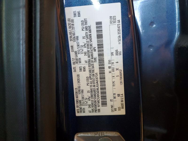 Aukcja sprzedaży 2018 Ford Escape, vin: 1FMCU0GD8JUA03731, numer aukcji: 55856896