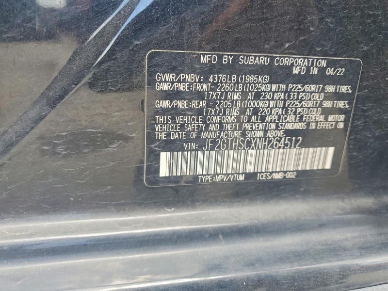 56466406 :رقم المزاد ، JF2GTHSCXNH264512 vin ، 2022 Subaru Crosstrek مزاد بيع