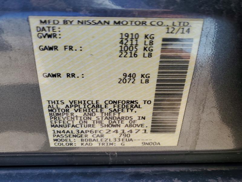 Aukcja sprzedaży 2015 Nissan Altima, vin: 1N4AL3AP6FC241471, numer aukcji: 53460536