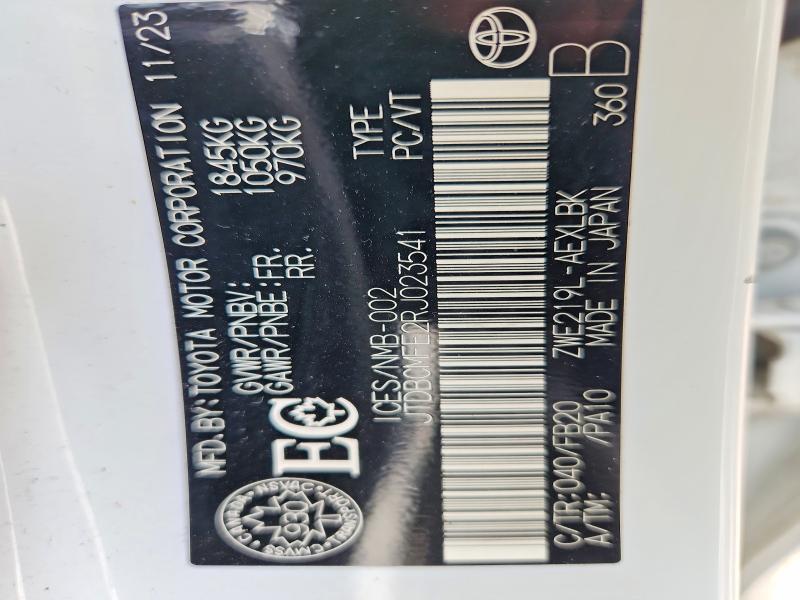 51803446 :رقم المزاد ، JTDBCMFE2RJ023541 vin ، 2024 Toyota Corolla Hybrid مزاد بيع