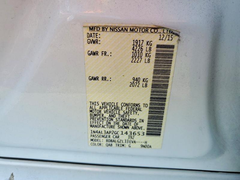 2016 Nissan Altima მანქანა იყიდება აუქციონზე, vin: 1N4AL3AP2GC143653, აუქციონის ნომერი: 56876326
