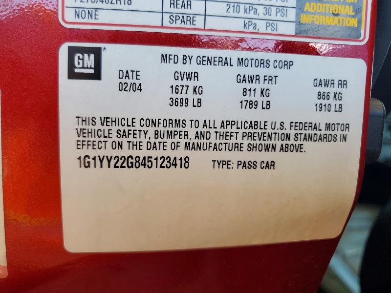 2004 Chevrolet Corvette მანქანა იყიდება აუქციონზე, vin: 1G1YY22G845123418, აუქციონის ნომერი: 57678676