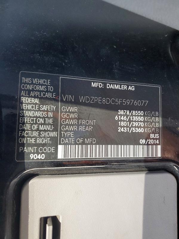 56313166 :رقم المزاد ، WDZPE8DC5F5976077 vin ، 2015 Mercedes-benz Sprinter مزاد بيع