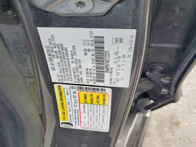 2019 Ford Fusion მანქანა იყიდება აუქციონზე, vin: 3FA6P0H74KR122375, აუქციონის ნომერი: 53508126