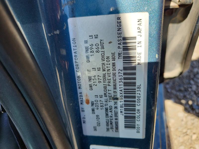 54122386 :رقم المزاد ، JM1BL1H6XA1136372 vin ، 2010 Mazda 3 مزاد بيع