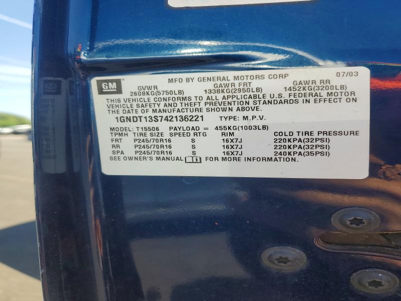Продажа на аукционе авто 2004 Chevrolet Trailblazer, vin: 1GNDT13S742136221, номер лота: 57958766