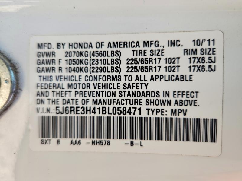 Aukcja sprzedaży 2011 Honda Cr-v, vin: 5J6RE3H41BL058471, numer aukcji: 55206986