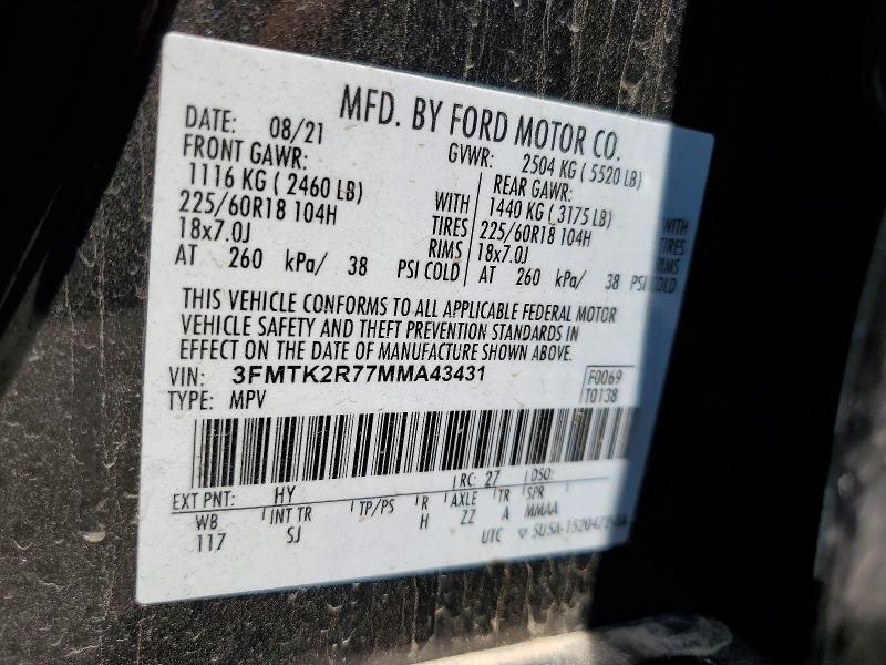 Продажа на аукционе авто 2021 Ford Mustang Mach-e, vin: 3FMTK2R77MMA43431, номер лота: 59146826