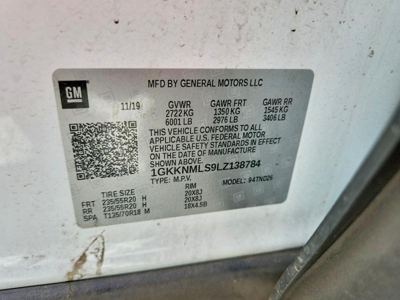 Aukcja sprzedaży 2020 Gmc Acadia, vin: 1GKKNMLS9LZ138784, numer aukcji: 58042606