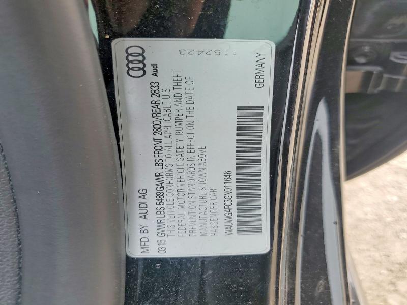 2016 Audi A7 მანქანა იყიდება აუქციონზე, vin: WAUWGAFC3GN011646, აუქციონის ნომერი: 55156166