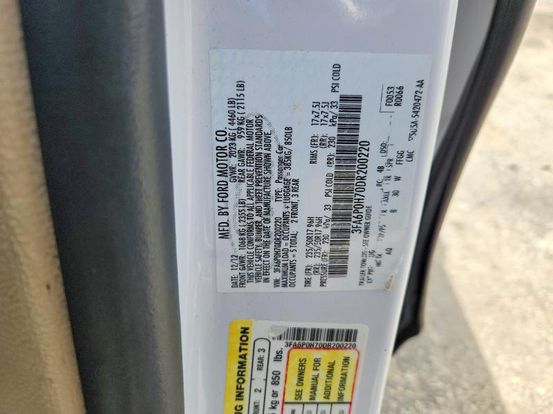 Aukcja sprzedaży 2013 Ford Fusion, vin: 3FA6P0H70DR200220, numer aukcji: 58054376