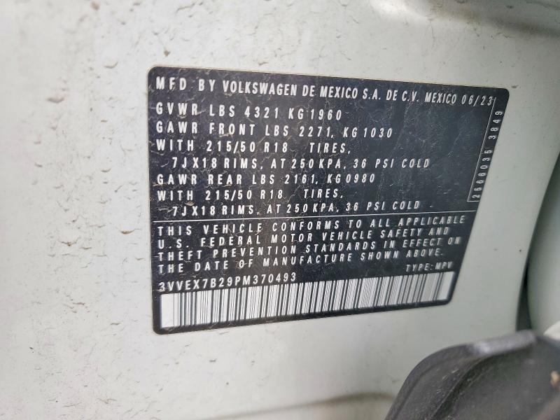 Aukcja sprzedaży 2023 Volkswagen Taos, vin: 3VVEX7B29PM370493, numer aukcji: 57870926