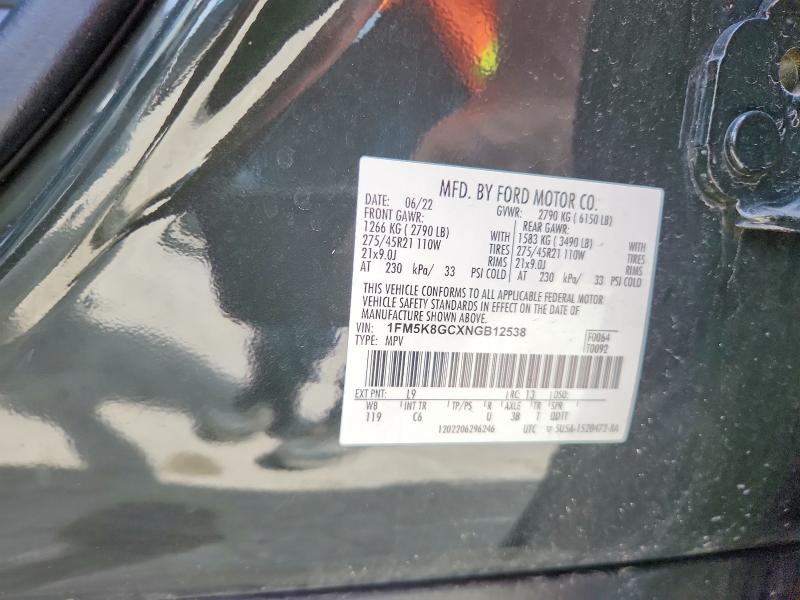 Продажа на аукционе авто 2022 Ford Explorer, vin: 1FM5K8GCXNGB12538, номер лота: 57385016