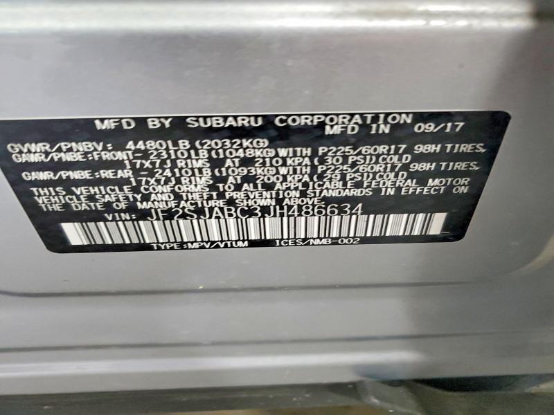 Aukcja sprzedaży 2018 Subaru Forester, vin: JF2SJABC3JH486634, numer aukcji: 56780846