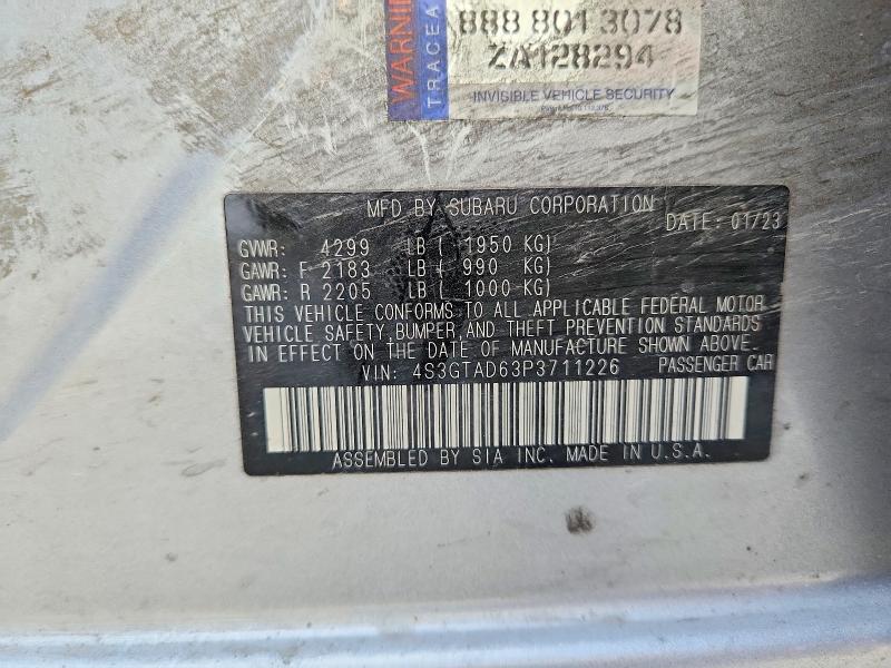 Aukcja sprzedaży 2023 Subaru Impreza, vin: 4S3GTAD63P3711226, numer aukcji: 58810456