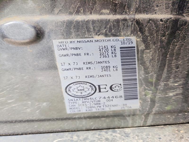 54845186 :رقم المزاد ، 5N1AT2MV4LC744468 vin ، 2020 Nissan Rogue مزاد بيع
