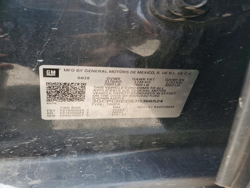 Продаж на аукціоні авто 2018 Chevrolet Silverado, vin: 3GCPCREC6JG366524, номер лоту: 58466786