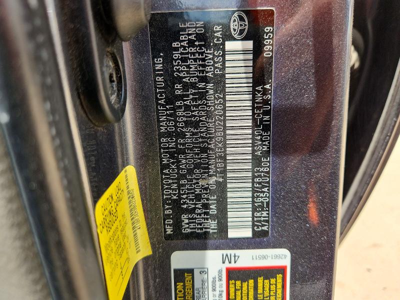 Продаж на аукціоні авто 2011 Toyota Camry, vin: 4T1BF3EK9BU220652, номер лоту: 59009416