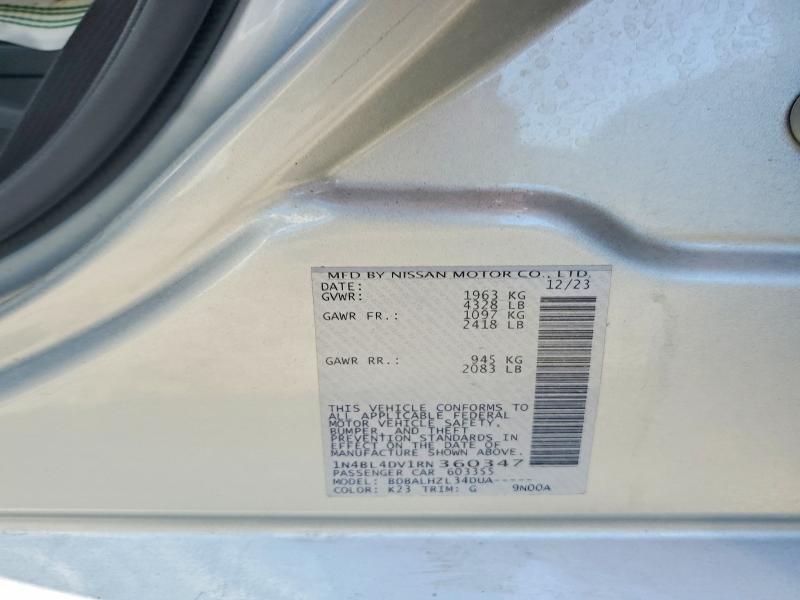 2024 Nissan Altima მანქანა იყიდება აუქციონზე, vin: 1N4BL4DV1RN360347, აუქციონის ნომერი: 57049776