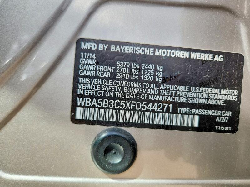 2015 Bmw 535 მანქანა იყიდება აუქციონზე, vin: WBA5B3C5XFD544271, აუქციონის ნომერი: 58057136