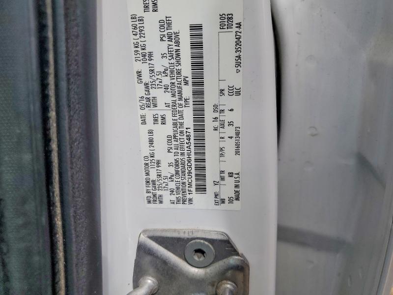 56312336 :رقم المزاد ، 1FMCU9GD6HUA54871 vin ، 2017 Ford Escape مزاد بيع