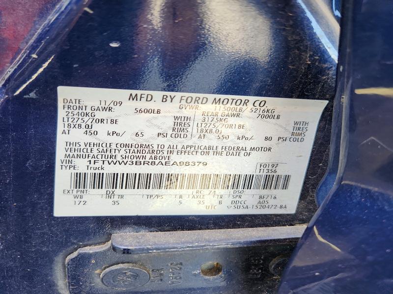 57704636 :رقم المزاد ، 1FTWW3BR8AEA98379 vin ، 2010 Ford F350 مزاد بيع