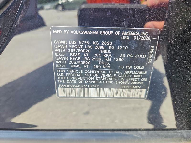 58531566 :رقم المزاد ، 1V2HC2CA0TC216782 vin ، 2026 Volkswagen Atlas Cross Sport مزاد بيع
