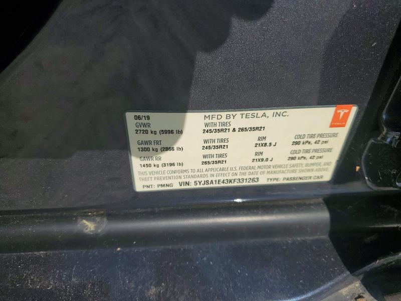 Aukcja sprzedaży 2019 Tesla Model S, vin: 5YJSA1E43KF331263, numer aukcji: 56297046