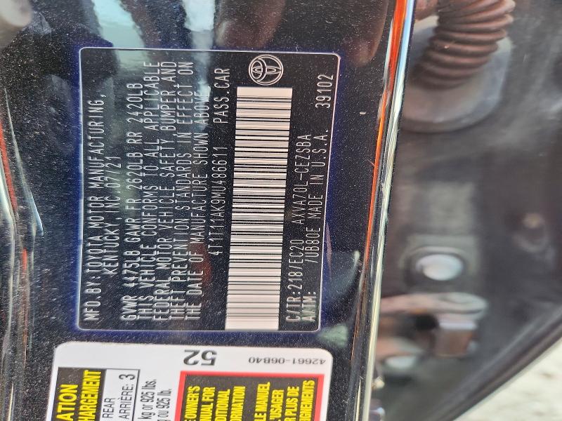 55979866 :رقم المزاد ، 4T1T11AK9MU486611 vin ، 2021 Toyota Camry مزاد بيع