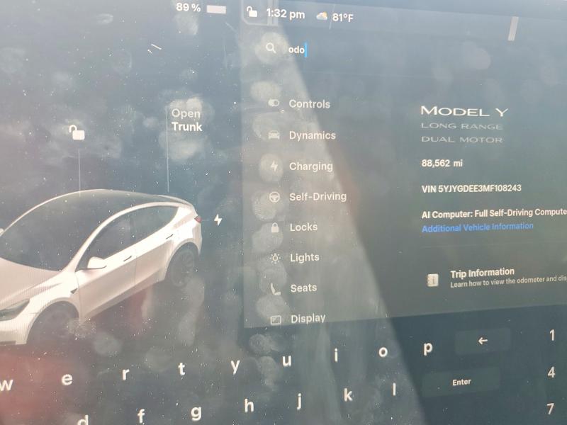 2021 Tesla Model Y მანქანა იყიდება აუქციონზე, vin: 5YJYGDEE3MF108243, აუქციონის ნომერი: 58251866