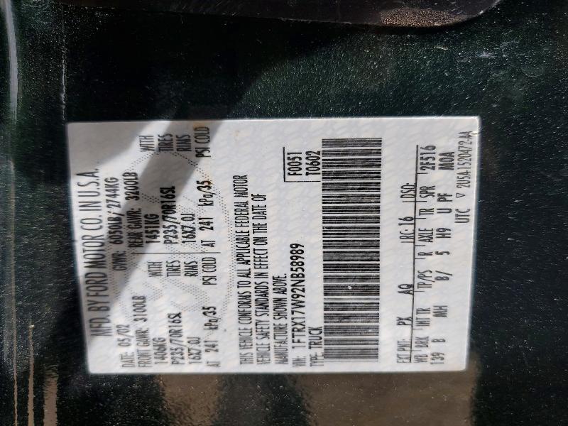 Продажа на аукционе авто 2002 Ford F150, vin: 1FTRX17W92NB58989, номер лота: 56762506