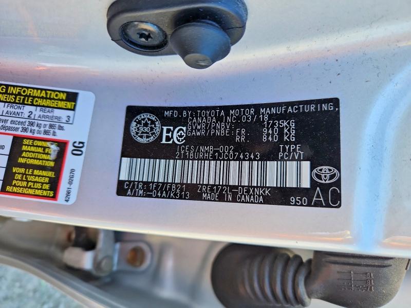 55989666 :رقم المزاد ، 2T1BURHE1JC074343 vin ، 2018 Toyota Corolla مزاد بيع