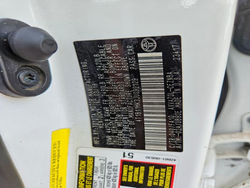 2018 Toyota Camry მანქანა იყიდება აუქციონზე, vin: 4T1B11HK3JU092129, აუქციონის ნომერი: 58503986