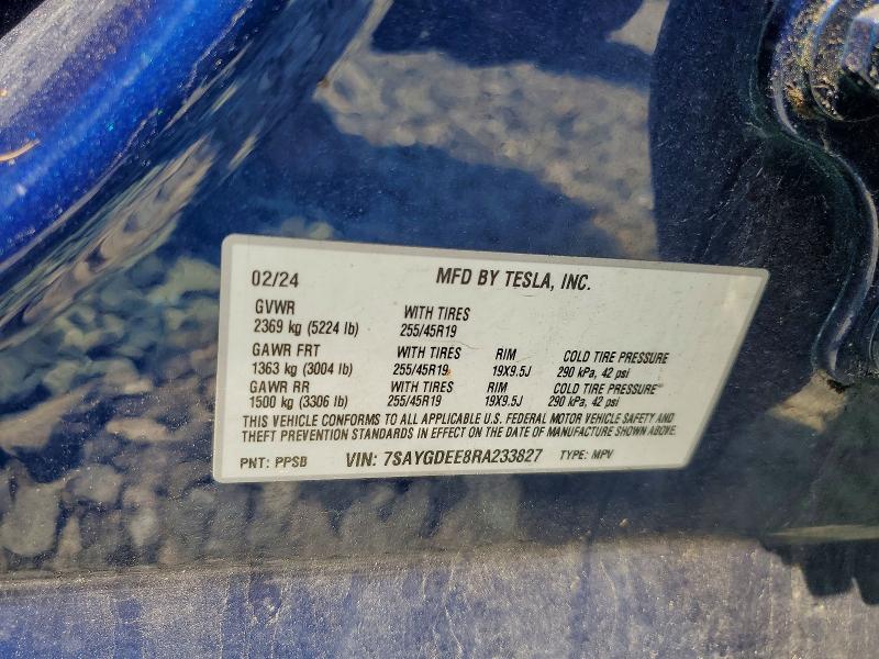 Продажа на аукционе авто 2024 Tesla Model Y, vin: 7SAYGDEE8RA233827, номер лота: 59076336